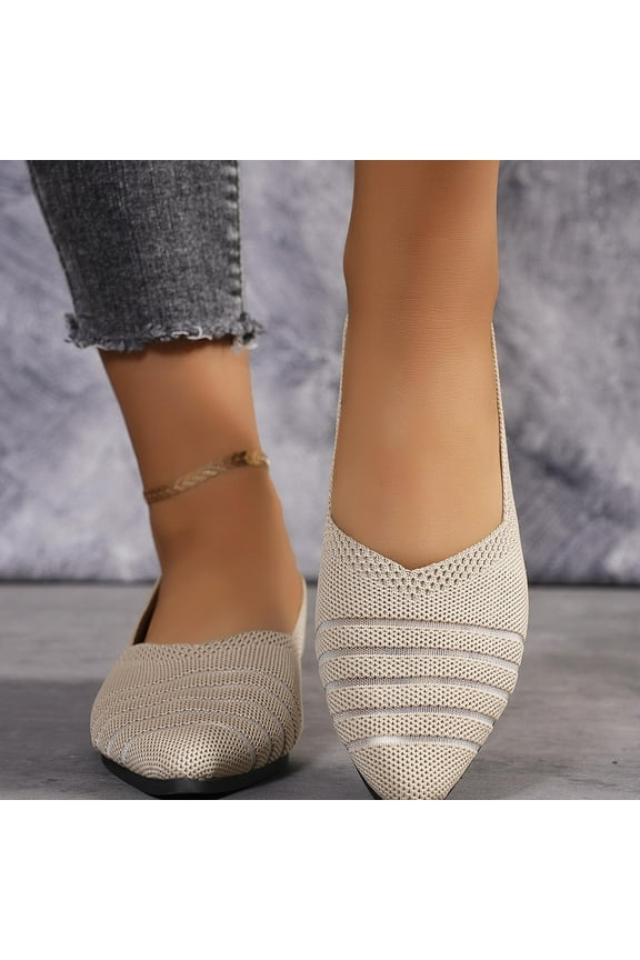 Flats for Women Comfortable Solid Color Soft Flats Square Toe Ballet Shoes Dressy Slip-ons Loafers Beige 8.5
