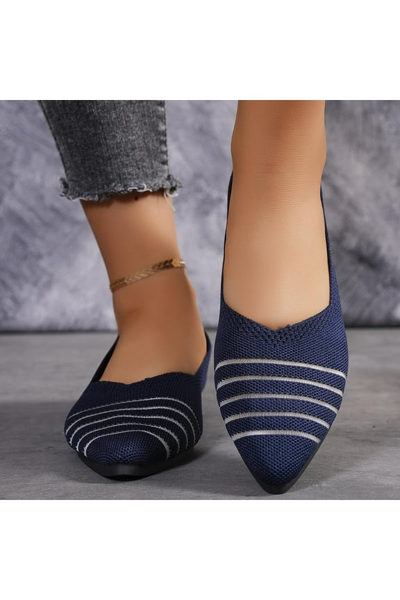 Flats for Women Comfortable Solid Color Soft Flats Square Toe Ballet Shoes Dressy Slip-ons Loafers Navy 9.5