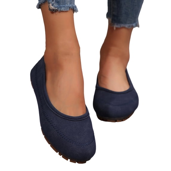 Flats for Women Dress Shoes: Round Toe Suede Foldable Comfortable Casual Slip On Ballet Loafers for Driving Work 39