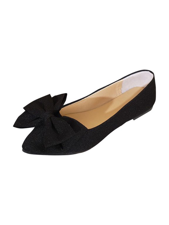 for Women Dressy Pointy Toe Ballet Flats Lightweight Foldable Slip on Loafers Soft Leather Comfortable Work Flats Black Women Sandal