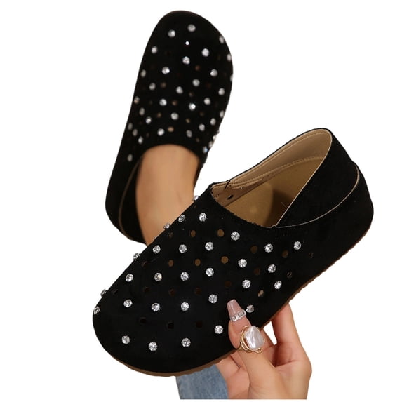 Flats for Women Round Closed Toe Mules Slip On Cork Footbed Sandals Soft Orthopedic Shoes Black 6