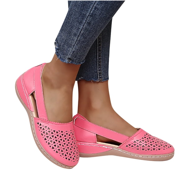 Flats for Women Summer Dressy Comfortable Casual Flats Round Toe Slip on Flats Shoes with Breathable Eyelets