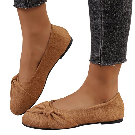 Flats for Women Trendy Casual Closed Round Toe Bowknot Dress Shoes