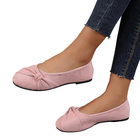 Flats for Women Trendy Casual Closed Round Toe Bowknot Dress Shoes