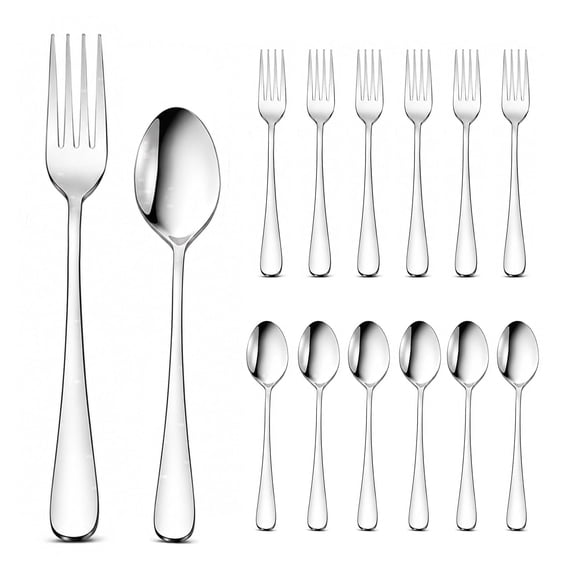 TININA 12-Piece Stainless Steel Silverware Set with 6 Spoons and 6 Forks