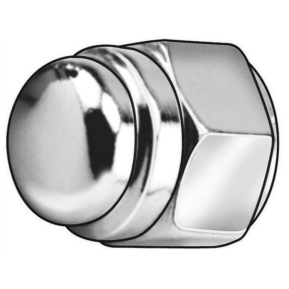 Flattened Head Cap Nut, 7/16"-14, Steel, Chrome Plated, 0.69 in H, 5 PK(MPB1471)