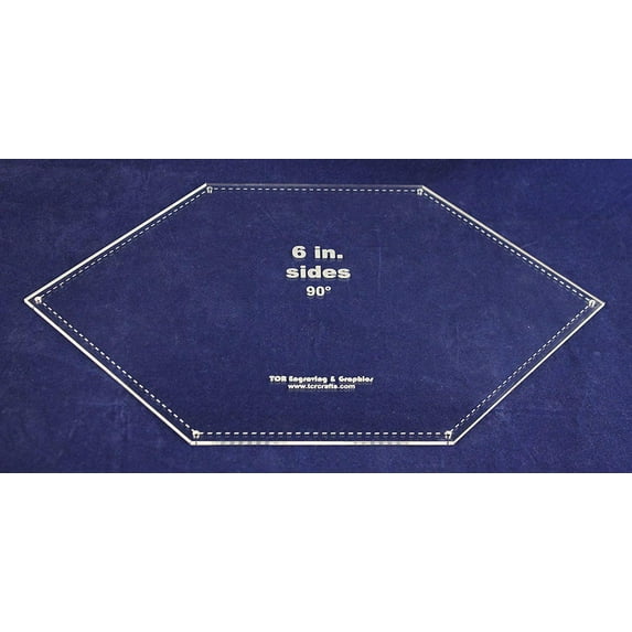 Flattened Hexagon 6" Sides- Clear with Guideline Holes and seam 1/8"
