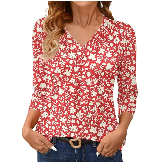 Boho Tops for Women Corset Tops Plus Size With Sleeves Fitted 3/4 Sleeve Shirts Cropped Blouses Casual