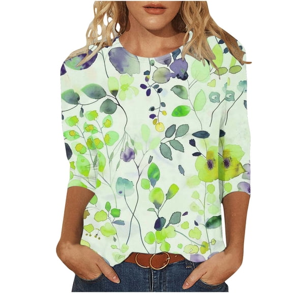 Boho Tops for Women Fall Tops Dressy Casual Fitted Fitted 3/4 Sleeve Shirts Multipack Women Blouses Fall Casual
