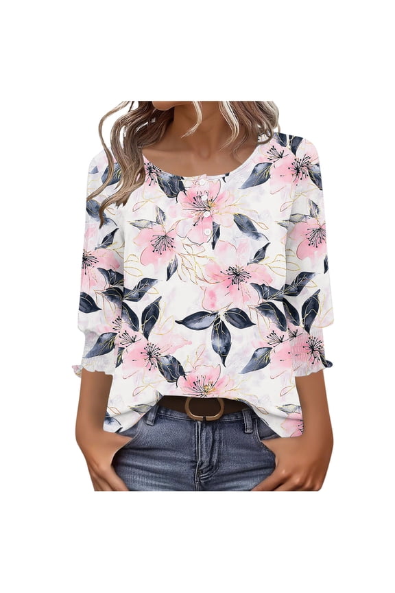 Boho Tops for Women Tops for Work In The Fall Funny 3/4 Sleeve Shirts Beer Plus Size Button Down Blouses 3X