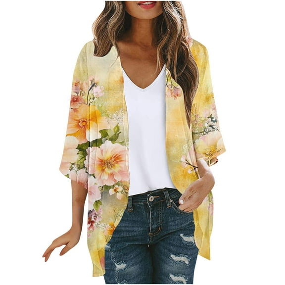Womens Blouses Fall 2025 Crop Tops With Words 3/4 Sleeve Shirts Cotton V Neck Long Sleeve Blouses Dressy Casual Floral