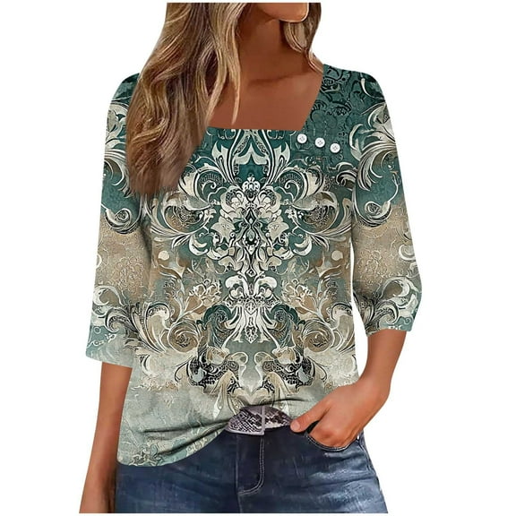 Flattering 3/4 Sleeve Tops For Women Summer Tops For Women 2025 Work 3/4 Sleeve Shirts For Women Plus Size 4Xl White Sleeveless Button Up Blouse For Women Oversized 3/4 Sleeve For Women Workout