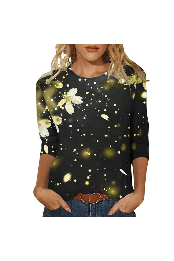 Flattering 3/4 Sleeve Tops For Women Summer Tops For Women Vacation Trendy Fitted 3/4 Sleeve Shirts For Women Cotton Womens Blouses Plus Size Dressy White 3/4 Sleeve For Women Pack