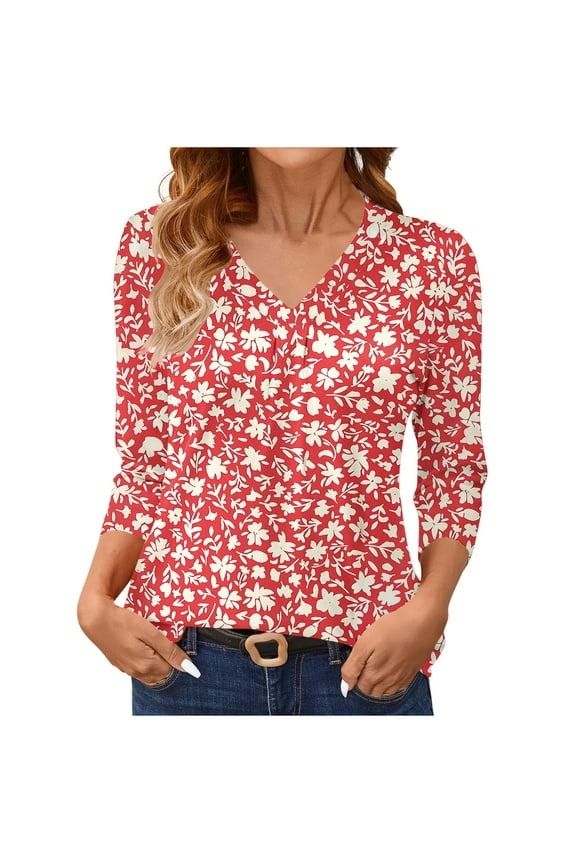 Flattering 3/4 Sleeve Tops For Women Tube Tops For Women Summer Crop Summer 3/4 Sleeve Shirts For Women Short Plus Size Blouses For Women 4X-5X Black Cotton 3/4 Sleeve Women Multipack