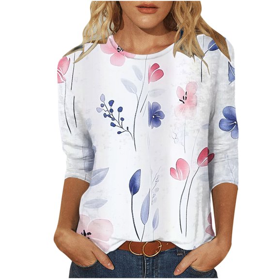 Flattering 3/4 Sleeve Tops For Women Womens Summer Tops Plus Size made in Sale 3/4 Sleeve Shirts For Women Pack Women Blouses For Work Women'S 3/4 Sleeve Cotton Packs