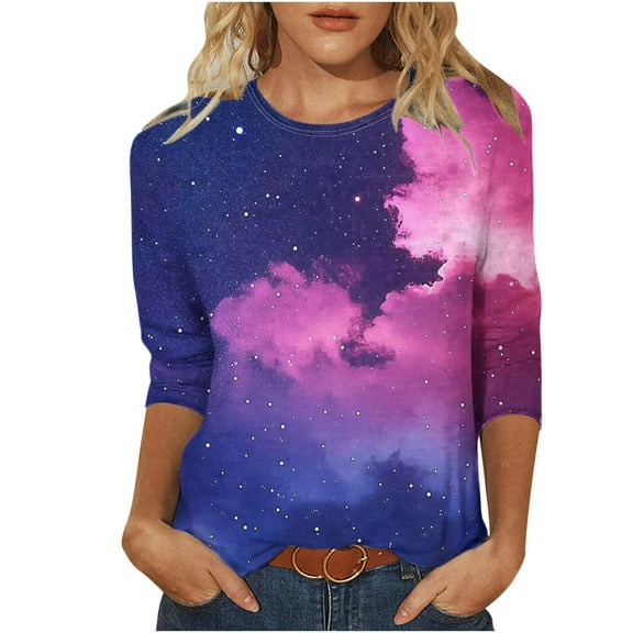 Flattering 3/4 Sleeve Tops For Women Womens Tank Tops Cotton Loose Fit Cute 3/4 Sleeve Shirts For Women Tummy Hiding Womens Blouses Dressy Casual V Neck 3/4 Sleeve For Women Trendy Cotton