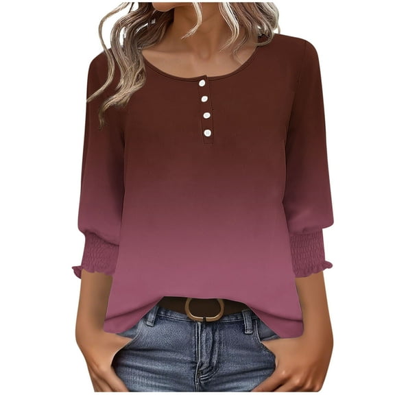 Womens Blouses Fall 2025 Tank Tops Plus Size 3/4 Sleeve Shirts Pack Fitted Blouses & Button-Down Shirts Black