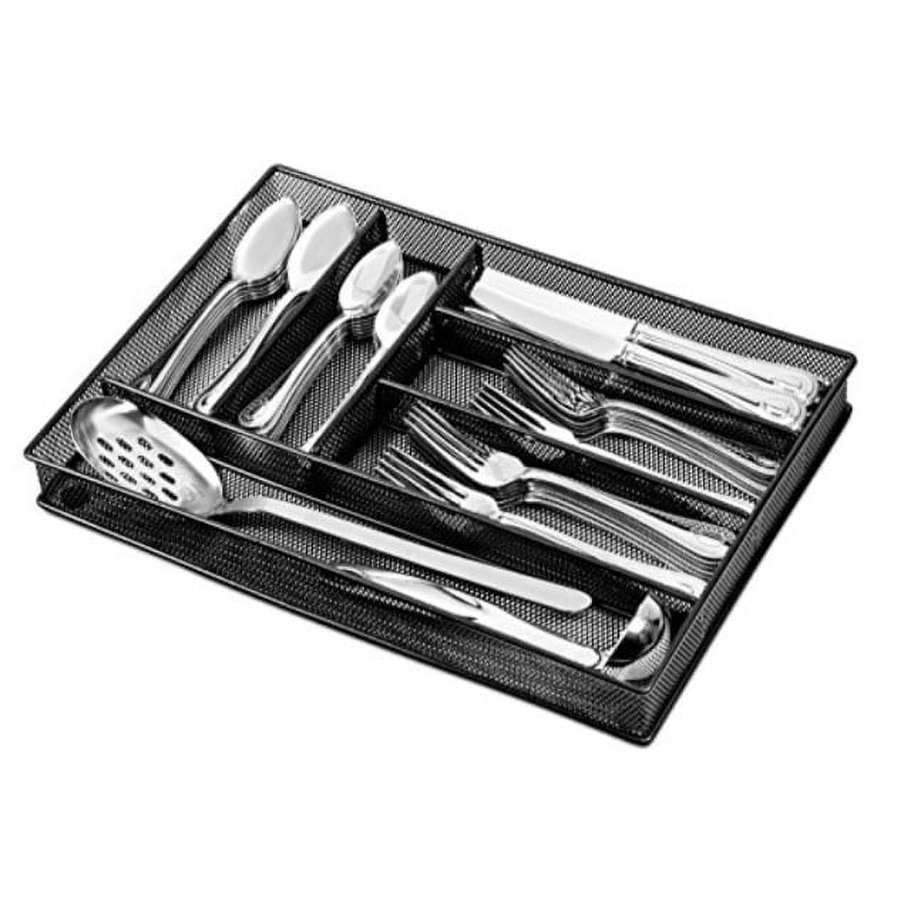 Flatware Drawer Organizer - Slip Resistant Kitchen Tray with 6 Sections to  Neatly Arrange Cutlery and Serving Utensils. Also Great to Keep Your Desk  Drawer and Office Supplies Well Organized (Black) 