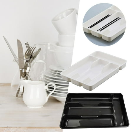 Flatware Drawer Organizer Tray Plastic Utensil Storage Container for Cutlery and Kitchen Accessories, Room Organization