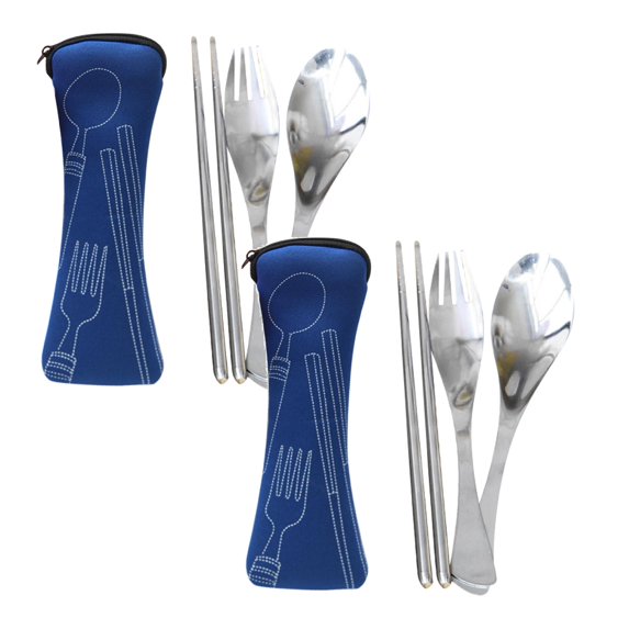 Flatware Set Portable Cutlery Set 3Pcs Stainless Steel Knife Fork Spoon Family Travel Camping Cutlery