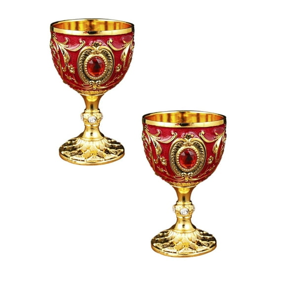 Flatware Set Vintage Medieval Goblet Drinking Glass Party Supplies Handmade Novelty Engraving Metal Wine Cup Desktop Decoration