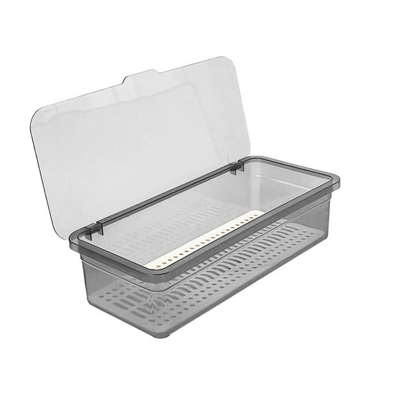 Flatware Tray with Lid and Drainer, Tableware Utensil and Cutlery Drawer Organizer with Lid Covered Silverware Tray (Gray)