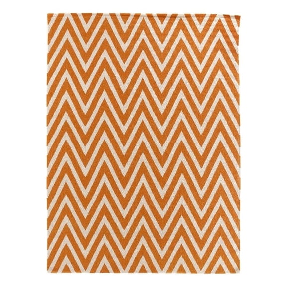 Flatweave Flatweave New Zealand Wool Orange/White 9'6"x13'6" Area Rug