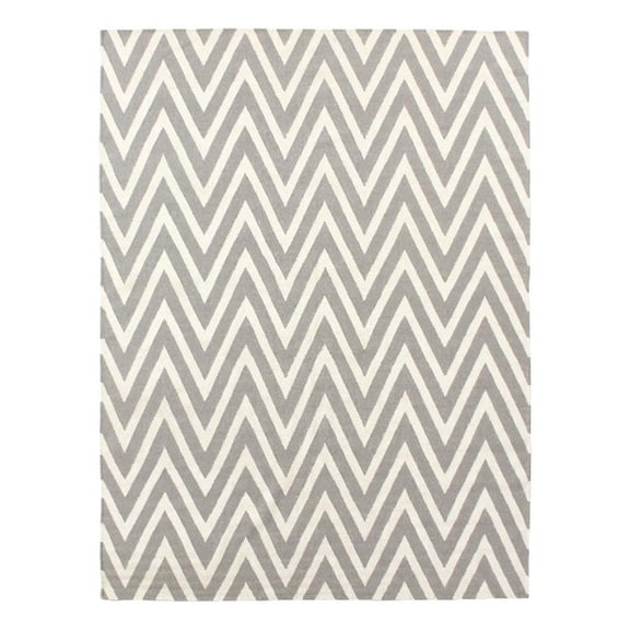 Flatweave Flatweave New Zealand Wool Silver/White 9'6"x13'6" Area Rug