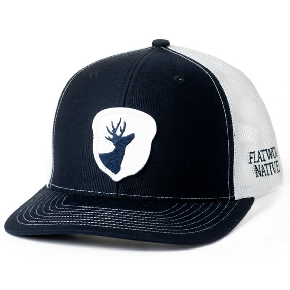 Flatwood Natives Navy and White Front Acorn Patch Trucker Style Hat