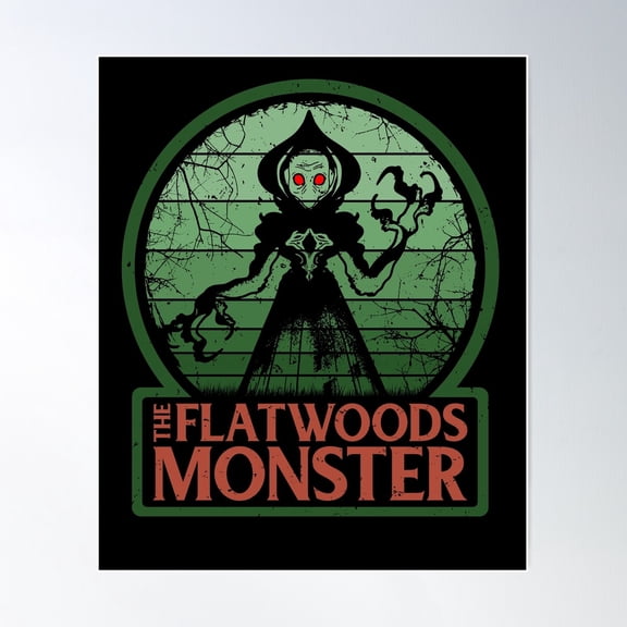 The Flatwoods Monster - Green Retro Vintage Braxton County, Wv Cryptid Gift Poster Wall Art, Modern Wall Decor For Living Room Bedroom, 24x24 UNFRAMED