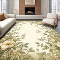 thumbnail image 1 of Flatwoven High Traffic Area Rug, ACELENE Floral Area Sage & Beige Botanical Woven Design, Non Slip, Stain Resistant, Washable Area Rugs for Living Room, Bedroom(Beige, 5X7), 1 of 8