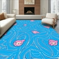 thumbnail image 1 of ODIKA 8' Machine Washable Non-Slip Area Rug, Abstract Feline Botanical Garden High Traffic Rug, Blue, 326785, 1 of 7
