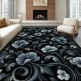thumbnail image 1 of ODIKA 5'x7' Machine Washable Non-Slip Area Rug, Abstract Floral Black Botanical High Traffic Rug, Gray, 83801, 1 of 7