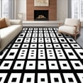 thumbnail image 1 of ODIKA 8'x10' Machine Washable Non-Slip Area Rug, Abstract Geometric Checkered Overlay for Modern Aesthetics High Traffic Rug, Black, 141338, 1 of 7