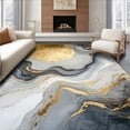 thumbnail image 1 of ODIKA 6'x9' Machine Washable Non-Slip Area Rug, Abstract Gold Grey Swirl Modern Marbled Vortex High Traffic Rug, Gray, 109016, 1 of 7