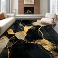 thumbnail image 1 of Flatwoven High Traffic Area Rug, Abstract Gold Stone Round Circular, Non Slip, Stain Resistant, Washable Area Rugs for Living Room, Bedroom(Black, 4X6), 1 of 8