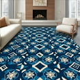 thumbnail image 1 of ODIKA 3'x5' Machine Washable Non-Slip Area Rug, Abstract Interlocking Triangles High Traffic Rug, Blue, 293432, 1 of 7