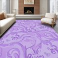 thumbnail image 1 of Flatwoven High Traffic Area Rug, Abstract Lilac Waves with Delicate Floral Embellishments, Non Slip, Stain Resistant, Washable Area Rugs for Living Room, Bedroom(Purple, 4X6), 1 of 8