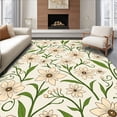 thumbnail image 1 of ODIKA 2'x3' Machine Washable Non-Slip Area Rug, Abstract Lily Bloom Featuring Wavy Shapes And Subtle Botanical Details High Traffic Rug, Ivory, 329659, 1 of 7