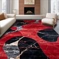 thumbnail image 1 of ODIKA 5'x7' Machine Washable Non-Slip Area Rug, Abstract Marble Geometric Black Design High Traffic Rug, Red, 125523, 1 of 7