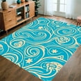 thumbnail image 1 of ODIKA 6'x6' Machine Washable Non-Slip Area Rug, Abstract Marine Life Composition Featuring Spiraled Shells and Wave High Traffic Rug, Blue, 323160, 1 of 7
