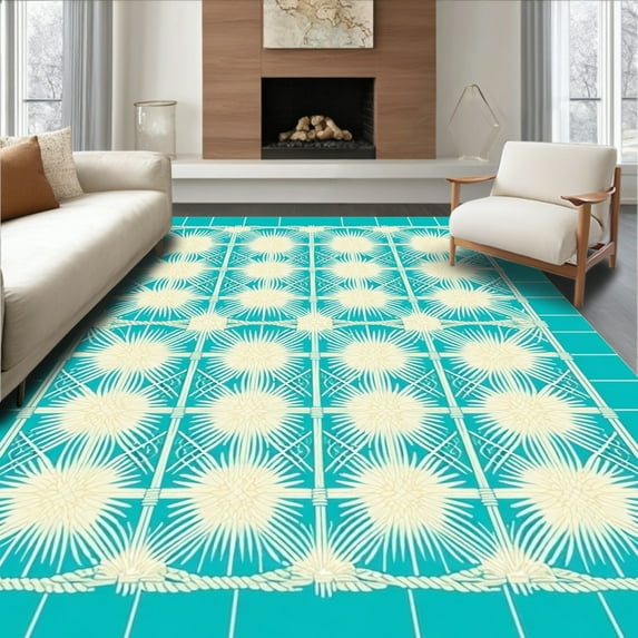 Flatwoven High Traffic Area Rug, Abstract Nautical Rope Trellis with ...