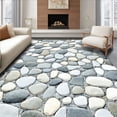 thumbnail image 1 of ODIKA 4'x6' Machine Washable Non-Slip Area Rug, Abstract Pebble Mosaic with Stone Like Forms and Muted Grey Overlays High Traffic Rug, Gray, 102488, 1 of 7