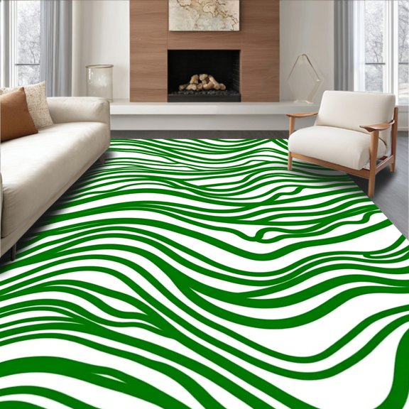 Flatwoven High Traffic Area Rug, Abstract Topography Flow, Non Slip, Stain Resistant, Washable Area Rugs for Living Room, Bedroom(Green, 2X3)