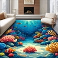 thumbnail image 1 of ODIKA 4'x6' Machine Washable Non-Slip Area Rug, Abstract Undersea World Optical Illusion High Traffic Rug, Blue, 68565, 1 of 5