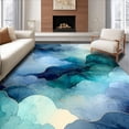 thumbnail image 1 of ODIKA 8'x10' Machine Washable Non-Slip Area Rug, Abstract Watercolor Swirl for Contemporary Interiors High Traffic Rug, Blue, 157926, 1 of 7