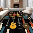 thumbnail image 1 of Flatwoven High Traffic Area Rug, Acoustic Guitar and Drum Rock Music Themed, Non Slip, Stain Resistant, Washable Area Rugs for Living Room, Bedroom(Black, 4X6), 1 of 8