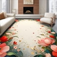 thumbnail image 1 of ODIKA 5'x7' Machine Washable Non-Slip Area Rug, Adoration Blossom Array with Radiant Inspired Motifs and Curving Petals High Traffic Rug, Red, 169596, 1 of 7