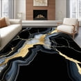 thumbnail image 1 of ODIKA 6'x9' Machine Washable Non-Slip Area Rug, Agate Style Gold Vein Modern Marble Look Entry Porch High Traffic Rug, Black, 100929, 1 of 7