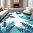 thumbnail image 1 of ODIKA 3'x5' Machine Washable Non-Slip Area Rug, Geometric Fronds High Traffic Rug, Blue, 199309, 1 of 7